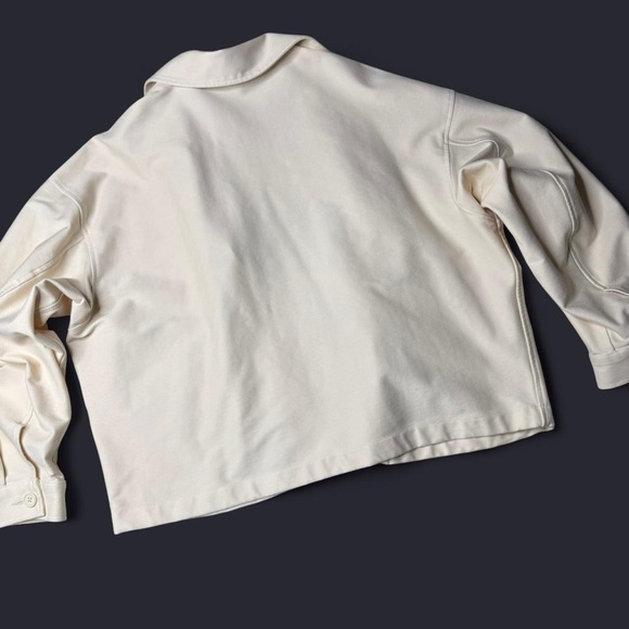 Uniqlo Boxy Cropped Jersey Jacket Off White Size XL - Picture 4 of 7
